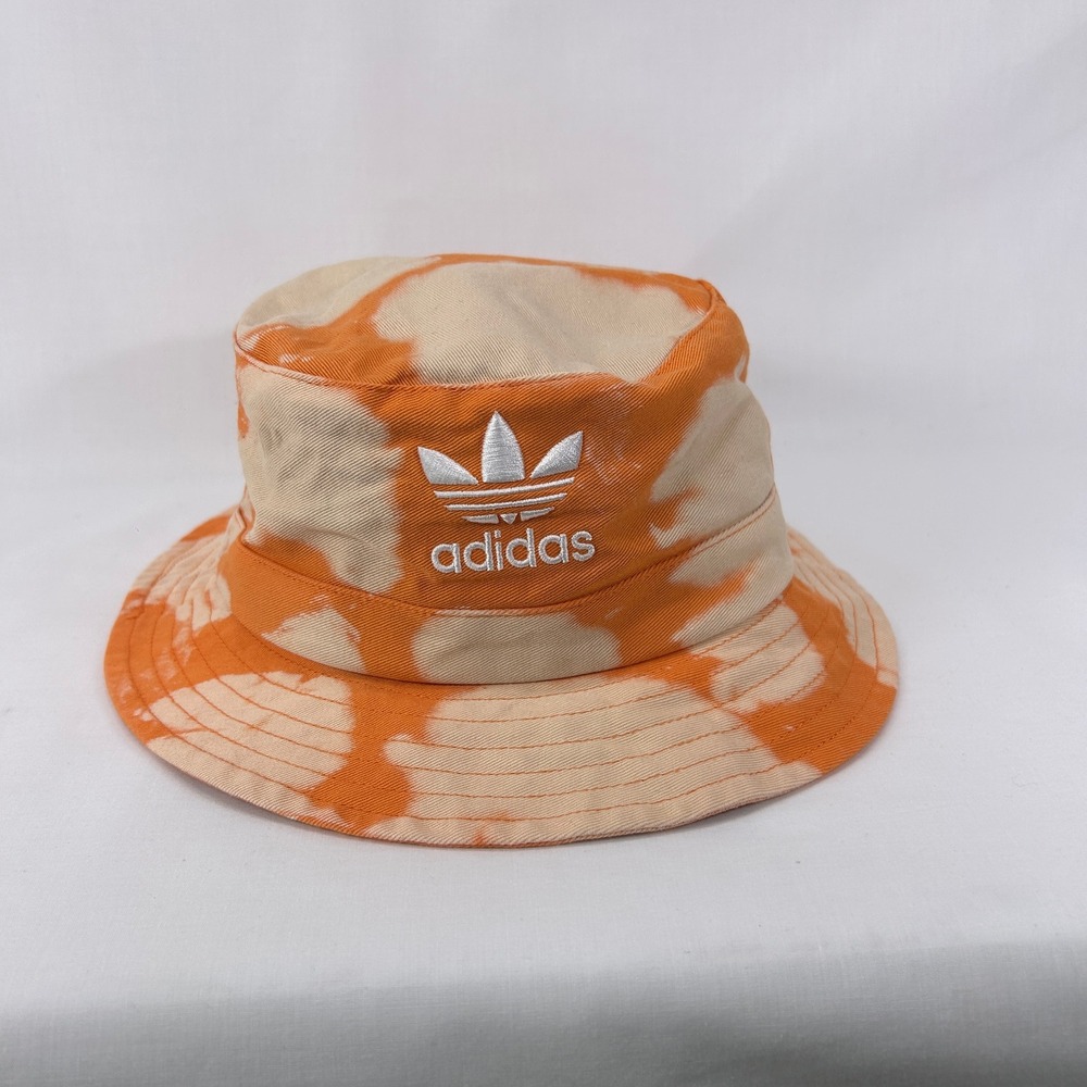 Adidas Orange White Tie Dye Trefoil Bucket Hat OSFA